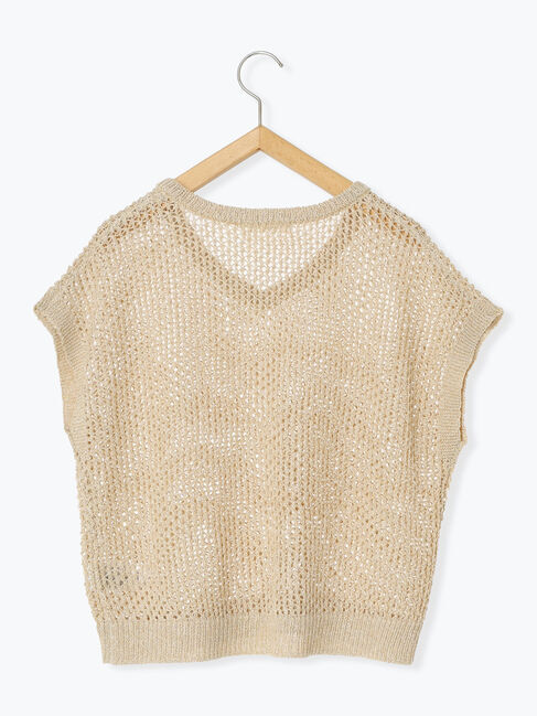 Samansa Mos2 blue「メランジラメメッシュニットベスト」|ニット・セーター|