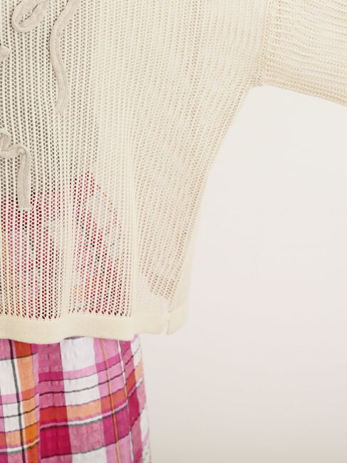 Samansa Mos2「テープロゴ刺繍ニットプルオーバー」|ニット・セーター|