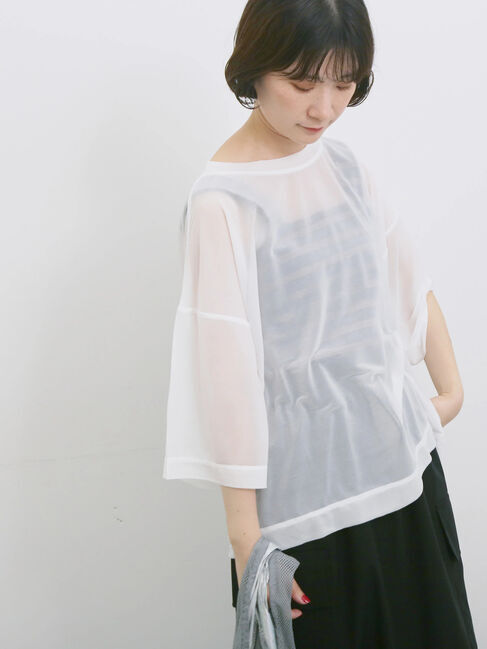 Samansa Mos2 blue「◎シアープルオーバー」|Tシャツ・カットソー|