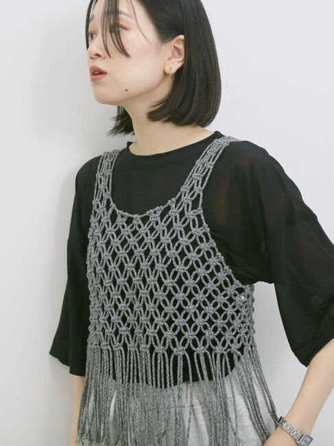 Samansa Mos2 blue「◎シアープルオーバー」|Tシャツ・カットソー|