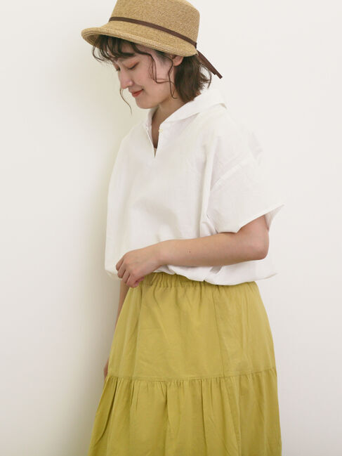 Samansa Mos2「【クールコットン】柄アソートスキッパーチュニック」|シャツ・ブラウス|