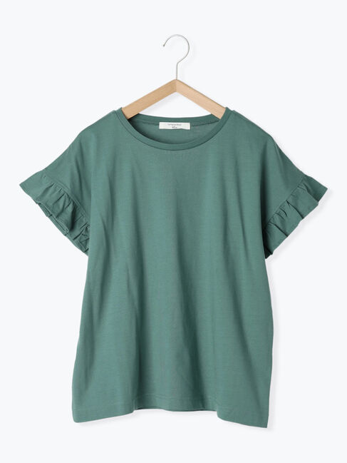 Samansa Mos2 blue「【USAコットン】フリルTシャツ」|Tシャツ・カットソー|