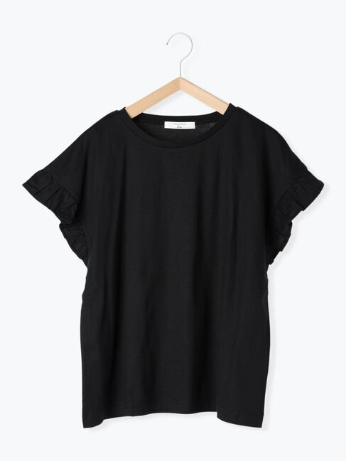 Samansa Mos2 blue「【USAコットン】フリルTシャツ」|Tシャツ・カットソー|