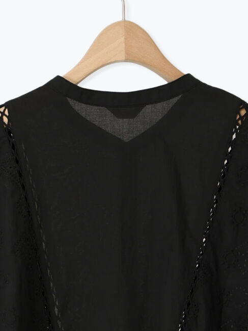 Samansa Mos2「レース切替バンドカラーブラウス」|シャツ・ブラウス|