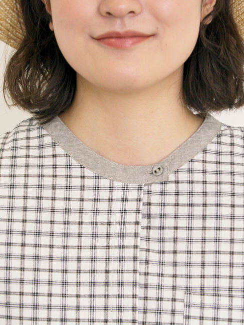 Samansa Mos2「【クールコットン】柄アソートクレリック袖タックブラウス」|シャツ・ブラウス|