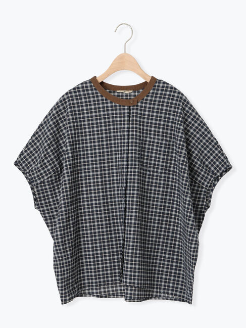 Samansa Mos2「【クールコットン】柄アソートクレリック袖タックブラウス」|シャツ・ブラウス|