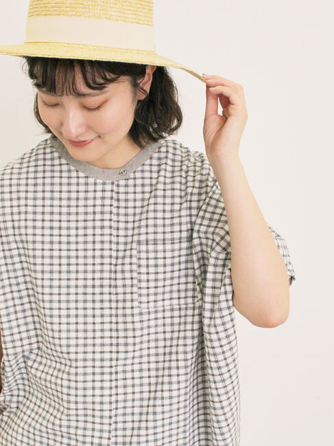 Samansa Mos2「【クールコットン】柄アソートクレリック袖タックブラウス」|シャツ・ブラウス|キナリ