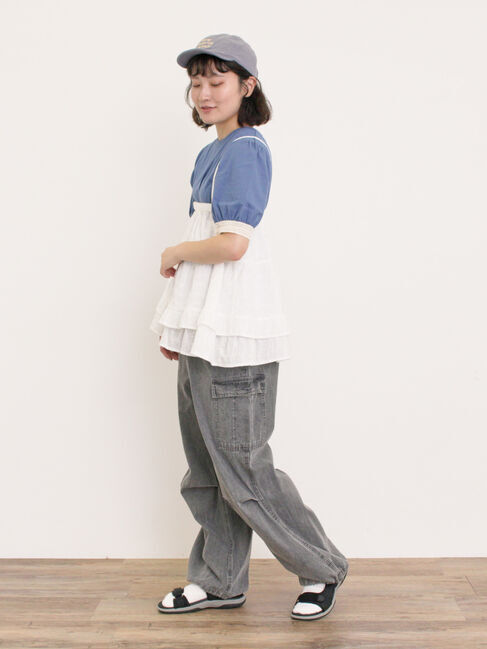 Samansa Mos2「【汗染み防止】袖口レースパフスリーブTシャツ」|Tシャツ・カットソー|