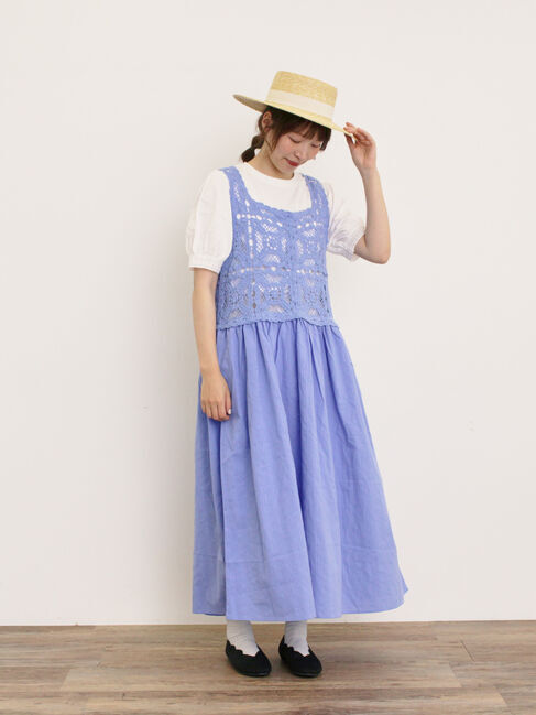 Samansa Mos2「【汗染み防止】袖口レースパフスリーブTシャツ」|Tシャツ・カットソー|