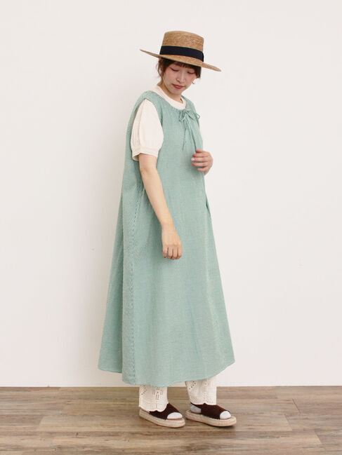 Samansa Mos2「【汗染み防止】袖口レースパフスリーブTシャツ」|Tシャツ・カットソー|