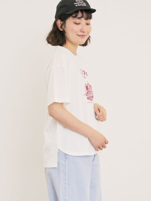 Samansa Mos2「建物プリントTシャツ」|Tシャツ・カットソー|