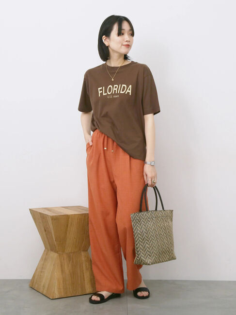 Samansa Mos2 blue「リネンタッチイージーパンツ」|その他|