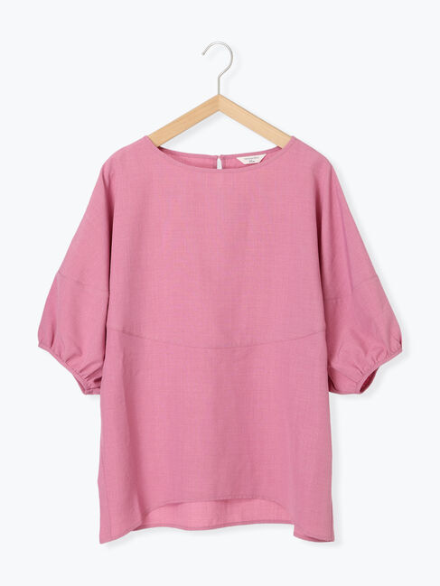 Samansa Mos2 blue「リネンタッチバルーンスリーブブラウス」|シャツ・ブラウス|