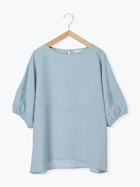 Samansa Mos2 blue「リネンタッチバルーンスリーブブラウス」|シャツ・ブラウス|