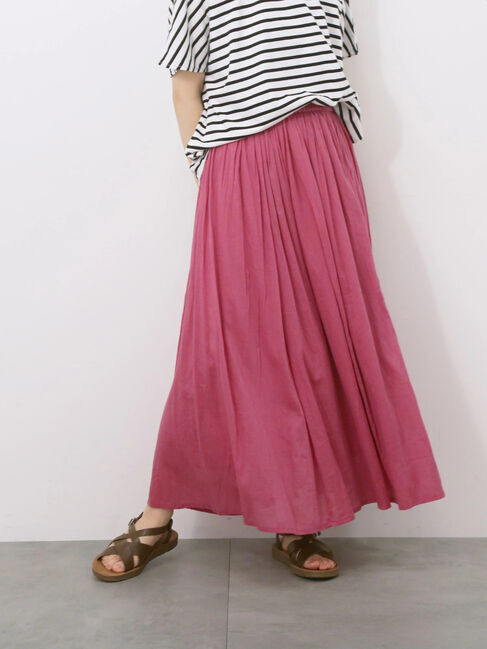 Samansa Mos2 blue「【Made in India】ボイルギャザースカート」|スカート|