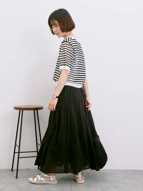 Samansa Mos2 blue「【Made in India】ボイルギャザースカート」|スカート|