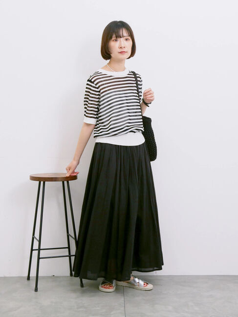 Samansa Mos2 blue「【Made in India】ボイルギャザースカート」|スカート|