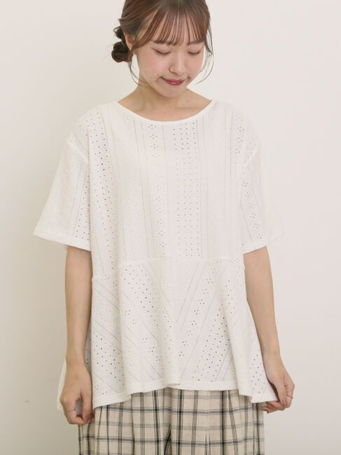Samansa Mos2「アイレット切替フリルカットソー」|Tシャツ・カットソー|