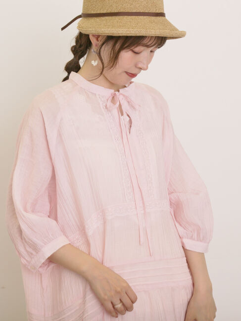 Samansa Mos2「【S/Mサイズ】◎レース切替ワンピース」|ワンピース|ピンク