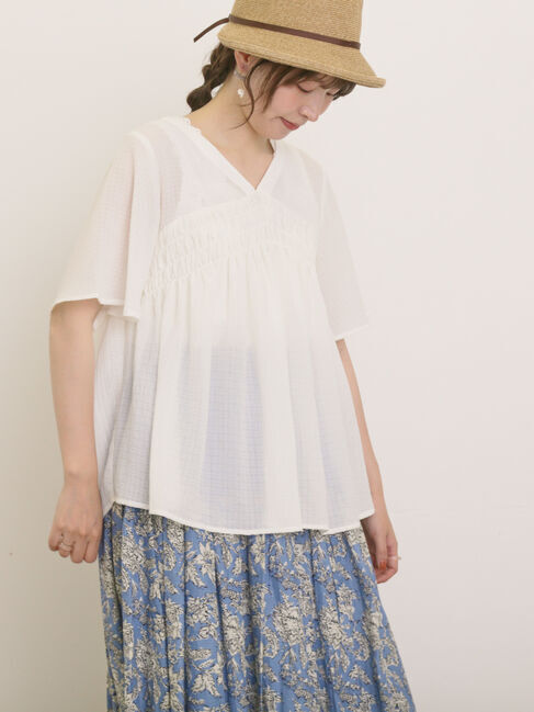 Samansa Mos2「◎2WAYシャーリングチュニック」|シャツ・ブラウス|