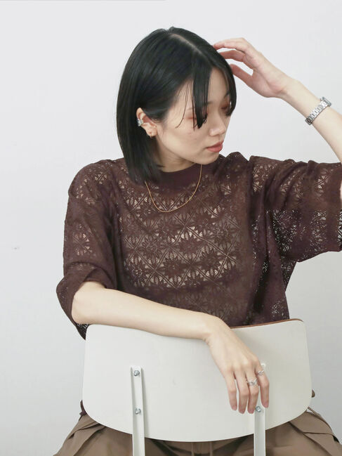 Samansa Mos2 blue「レースTシャツ」|Tシャツ・カットソー|