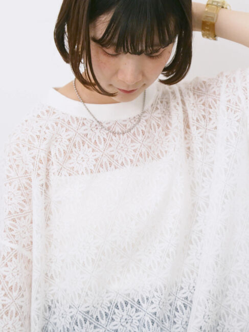 Samansa Mos2 blue「レースTシャツ」|Tシャツ・カットソー|