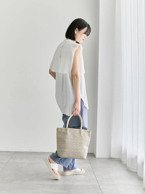 Samansa Mos2 blue「ケープブラウス」|シャツ・ブラウス|