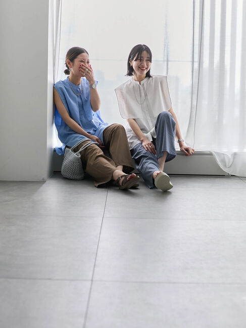 Samansa Mos2 blue「ケープブラウス」|シャツ・ブラウス|