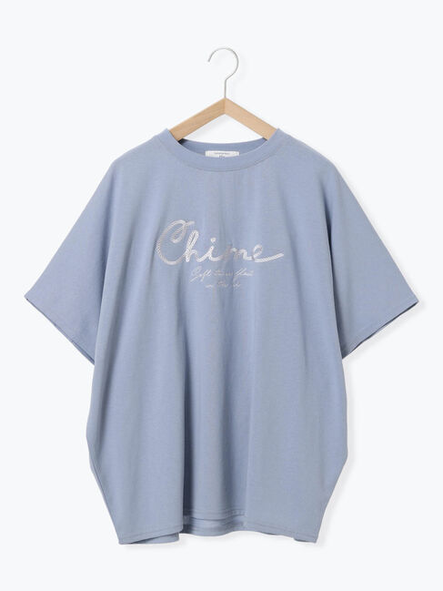 Samansa Mos2 blue「【接触冷感】ドルマンギャザー刺繍Tシャツ」|Tシャツ・カットソー|