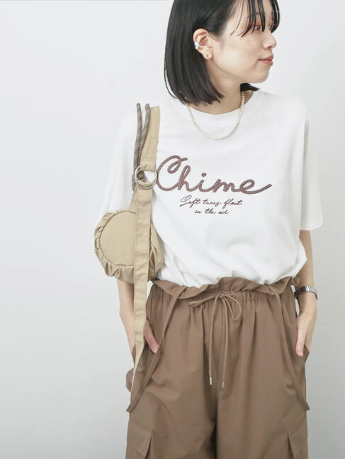 Samansa Mos2 blue「【接触冷感】ドルマンギャザー刺繍Tシャツ」|Tシャツ・カットソー|