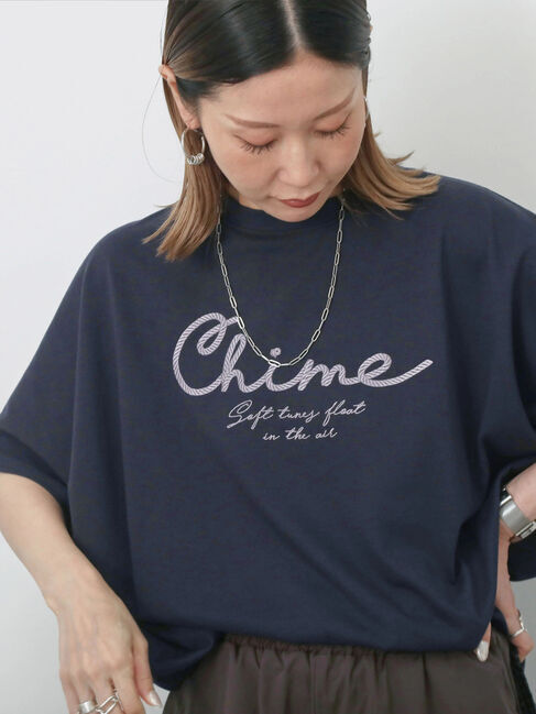 Samansa Mos2 blue「【接触冷感】ドルマンギャザー刺繍Tシャツ」|Tシャツ・カットソー|