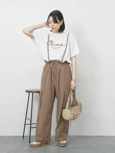 Samansa Mos2 blue「【接触冷感】ドルマンギャザー刺繍Tシャツ」|Tシャツ・カットソー|