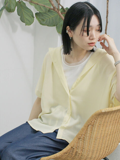 Samansa Mos2 blue「【接触冷感】ポンチョブラウス」|シャツ・ブラウス|