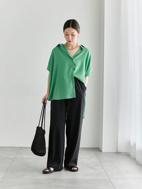 Samansa Mos2 blue「【接触冷感】ポンチョブラウス」|シャツ・ブラウス|