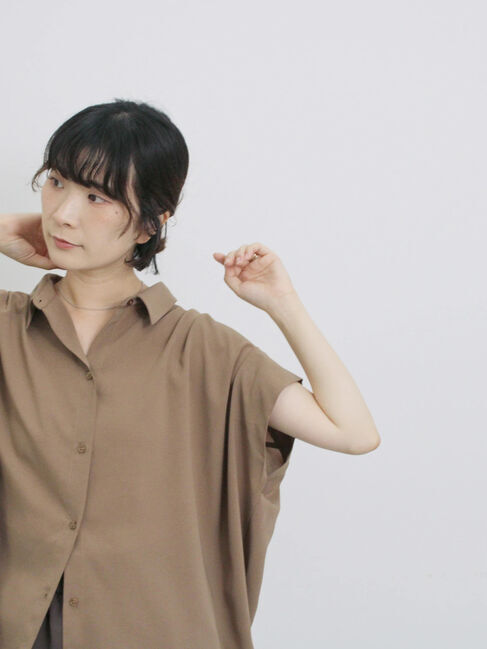 Samansa Mos2 blue「【接触冷感】ポンチョブラウス」|シャツ・ブラウス|