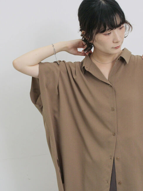 Samansa Mos2 blue「【接触冷感】ポンチョブラウス」|シャツ・ブラウス|