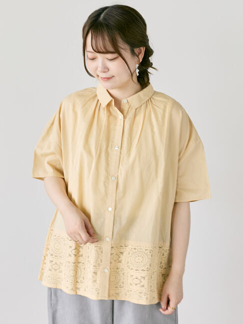 Samansa Mos2「インド裾レースシャツ」|シャツ・ブラウス|