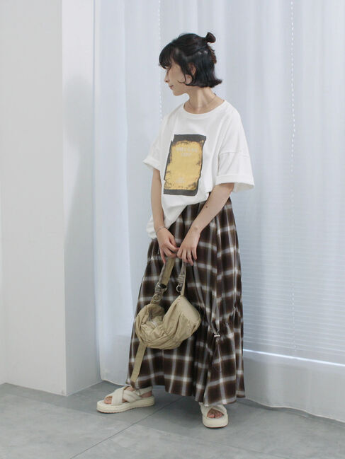 Samansa Mos2 blue「◎箔プリントTシャツ」|Tシャツ・カットソー|