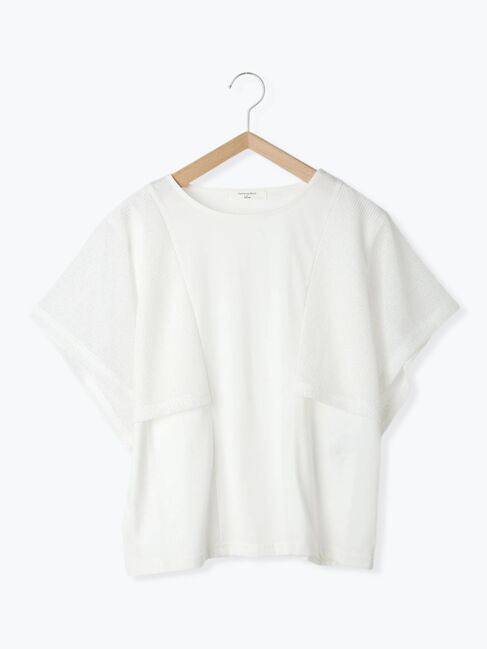 Samansa Mos2 blue「◎【接触冷感】メッシュ切替プルオーバー」|Tシャツ・カットソー|