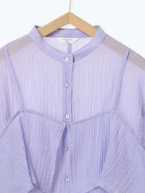 Samansa Mos2 blue「ビスチェドッキングブラウス」|シャツ・ブラウス|