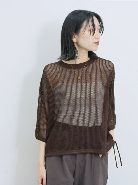 Samansa Mos2 blue「メッシュプルオーバー」|ニット・セーター|