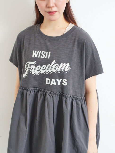 SM2「[接触冷感]切替ギャザーロゴプリントフレンチ袖Tシャツ」|Tシャツ・カットソー|