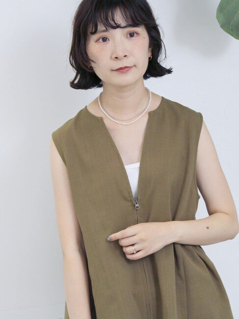 Samansa Mos2 blue「ジップベスト」|シャツ・ブラウス|