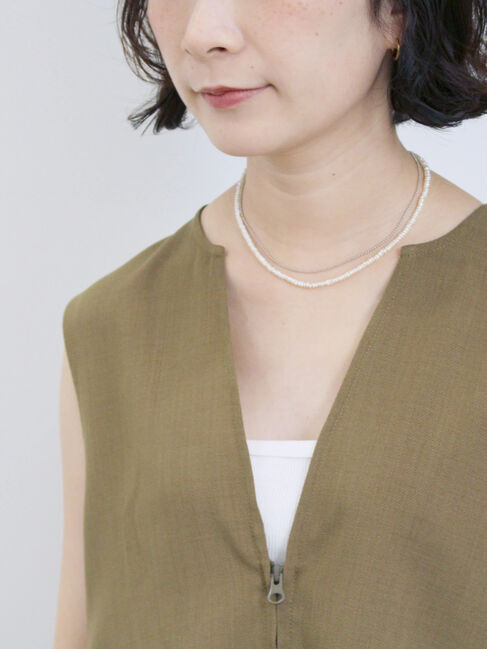 Samansa Mos2 blue「ジップベスト」|シャツ・ブラウス|