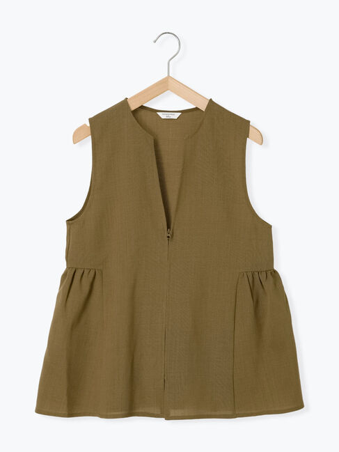 Samansa Mos2 blue「ジップベスト」|シャツ・ブラウス|