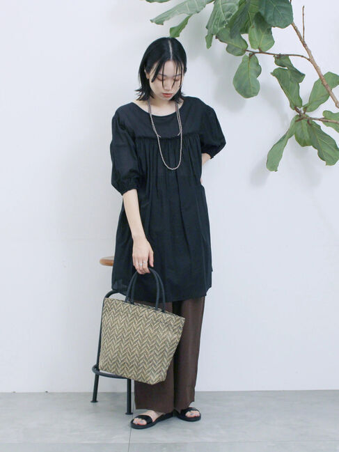 Samansa Mos2 blue「ボイルギャザーチュニック」|シャツ・ブラウス|