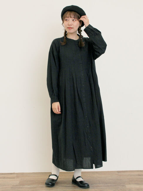 Samansa Mos2「【Cross&times;Linen】タックワンピース《S/Mサイズ》」|ワンピース|ブラック