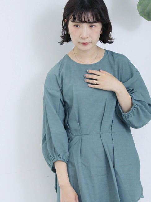 Samansa Mos2 blue「タックブラウス」|シャツ・ブラウス|