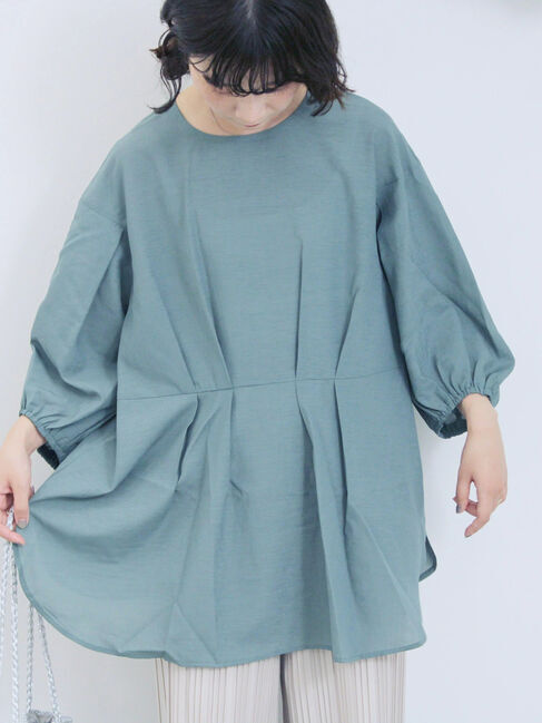 Samansa Mos2 blue「タックブラウス」|シャツ・ブラウス|