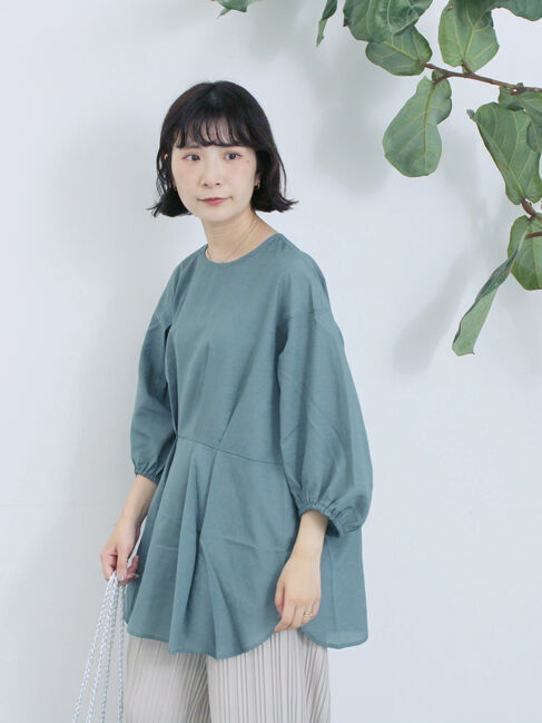 Samansa Mos2 blue「タックブラウス」|シャツ・ブラウス|